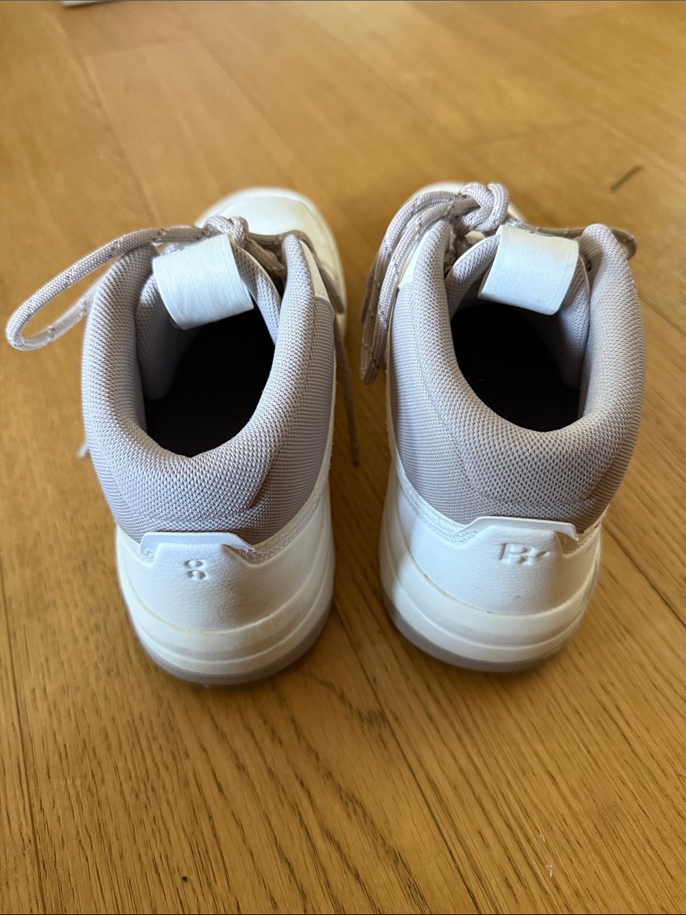On High-Top Sneakers in Off-White and Taupe - Picture 2 of 5
